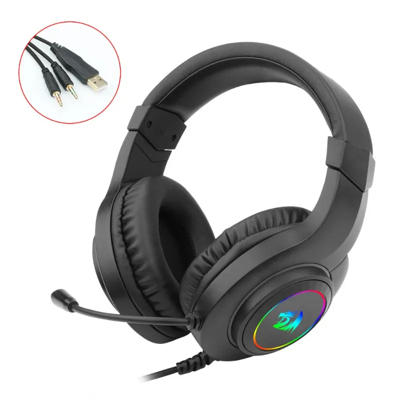 HEADSET P2 (x2) USB GAMER HYLAS H260RGB PRETO REDRAGON